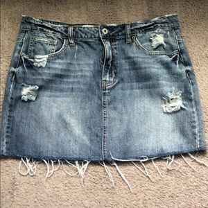 Mini skirt jean material.